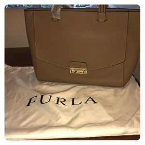 Never used Furla tan/beige tote bag